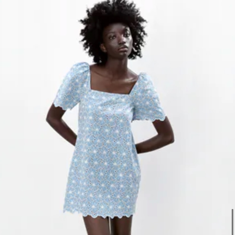 ZARA OPENWORK EMBROIDERED DRESS